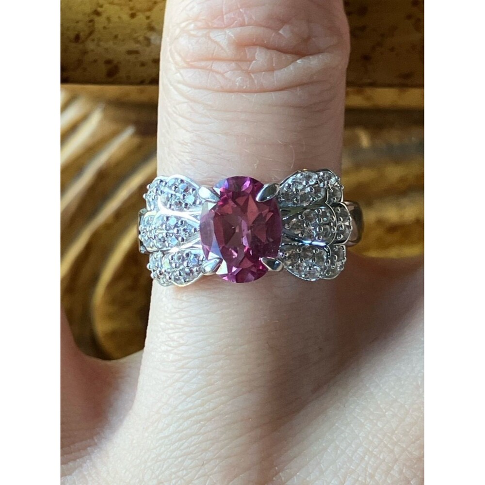 Genuine Pink Topaz Sterling Silver Ring Size 6.75